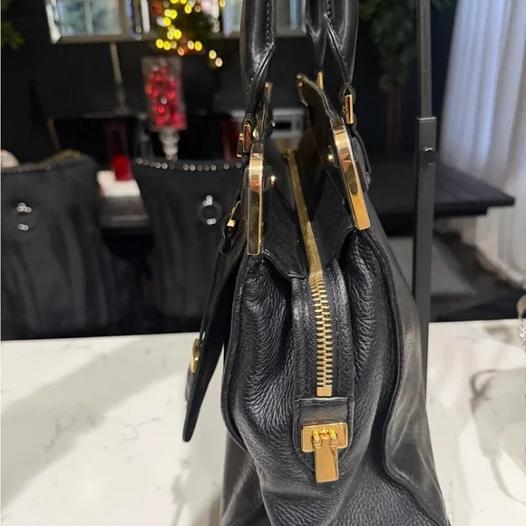 Michael Kors Collection Black Crocodile-Embossed Satchel - Picture 4 of 12